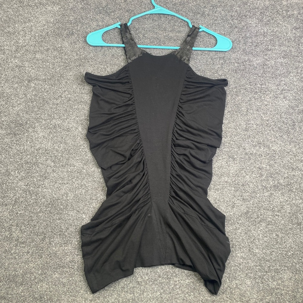 Catherine Malandrino Black Ruched Sequin Silk Blend Sleeveless Top Small - Picture 9 of 9